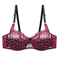 Miniatyrbild 1 av 7: Sexig transparent BH med spetsbroderi för kvinnor, plus size behå, bralette, färgpatchwork-BH Red 80C