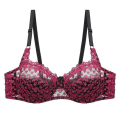 Miniatyrbild 1 av 7: Sexig transparent BH med spetsbroderi för kvinnor, plus size behå, bralette, färgpatchwork-BH Red 90C