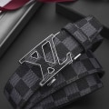 Miniatyrbild 5 av 8: Business Casual Automatiskt Spänne Bälte Exklusivt Äkta Läder Mode Rutmönster All-Match Byxbälte Alloy X gun color black plaid 115cm