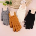 Miniatyrbilde 4 av 11: Damelag med dobbelt lag kaninhårhansker vinter Koreansk versjon ensfarget alle fingre vinter damehansker jentevotter Camel One Size