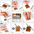 Pikkukuva 2 / 11: 480 kpl Metallisia Kaksipuolisia Niittejä Pyöreitä Nittejä DIY Nahkatyöhön Laukku Vyö Vaatteet Kenkien Lemmikkieläinten Pannan Kiinnitystyökalut 180pcs With Pliers