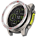 Miniatyrbillede 1 af 5: Til Garmin Fenix 8 Solar 51mm Rustfrit Stål Bezel Ridsefast Beskyttelsesring - Sort+Rød Silver+Red