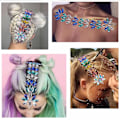 Pikkukuva 4 / 10: 3D Kristallinen Otsatarra Musiikkifestivaali Hiusten Glitter Strassi Koristelu Vartalo Muoti Strassi Väliaikaiset Tatuointitarrat MP175F04