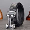 Miniatyrbillede 7 af 9: High-End Business Casual Herre Automatisk Spænde Bælte All-Match Herre Buksebælte Veneer B Buckle Golden long grid 110cm