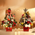 Miniatyrbilde 2 av 9: Jule Mini Juletre Ornamenter 50cm Skrivebordsjuletre med Lys Gullrødt Sett Juletre 60cm golden red Christmas tree