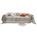 Miniatyrbillede 4 af 7: Universal dobbeltsidet chenille nordisk skridsikker fuldt dækket universal sofabetræk Beige line cover cloth 180*280