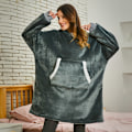 Miniatyrbilde 1 av 11: Dame Teppe Genser Kåpe Vinter Hettegensere Utendørs Hettejakker Varm Komfort Morgenkåpe Jule Fleece Teppe Sudadera Mujer 848 gray One Size