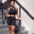 Pikkukuva 5 / 8: Joogasetti Crop Top Rintaliivit Shortsit Leggingsit Treenausasu Aktiivinen Kuntoilu Kuntosalivaatteet Blue Short Set L
