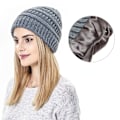 Miniatyrbilde 3 av 8: Høst og Vinter Ins Ny Hatt Dame Beskyttende Frisyre Varm Ull Strikket Sateng Hatt 9 Farger #5 wine red Average size