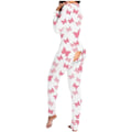 Miniatyrbild 1 av 8: Sexigt Tryck Dam Onesies Sov Jumpsuit Långärmad Djup V-ringning Bodycon Pyjamas Jumpsuit Rompers Sovkläder 04 M