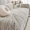 Miniatyrbild 5 av 7: Universellt Dubbelsidigt Chenille Norr Halkfritt Heltäckande Universellt Sofföverdrag Heltäckande Överdrag Coffee color line cover cloth 180*230