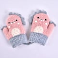 Miniatyrbild 9 av 11: Tecknade Dinosaurie Babyhandskar Varma Höst Vinter Barn Flicka Pojke Hel Fingerhandskar Stickade Tjocka Utomhus Barn Småbarn Vantar gray
