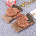 Miniatyrbilde 8 av 11: 2020 Vinter Varme Tykke Ullhansker Strikkede Flip Fingerløse Eksponerte Finger Tykke Hansker Uten Fingre Votter Dame Light grey One size