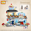Miniatyrbilde 2 av 7: LOZ Mini Byggeklosser Japansk Mini Gateutsikt sammenleggbar matgate blekksprutgrill isbutikk monterings byggekloss leker 1218  With Box
