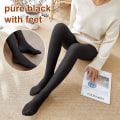 Miniatyrbilde 8 av 11: Forede Strømpebukser Hud Effekt Dame Vinter Gjennomsiktige Strømper Termisk Fleece Tights for Dame Plysj Sokk Bukser Varme Leggings black translucent 220g Thick(Winter)
