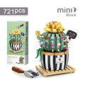 Miniatyrbild 2 av 11: Kreativa Roliga Kaktus Byggklossar Gör-det-själv Simulering Suckulent Krukväxt Grön Växt Blomma 3D Modell Mini Tegel Barnleksak Present 1671 No box