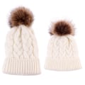 Miniatyrbilde 6 av 8: Stor Hampblomst Foreldre-Barn Genser Strikkelue Høst og Vinter Pelsball Ullue Khaki Parent-child hat