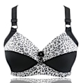 Miniatyrbillede 1 af 5: Dame Plus Size BH Leopard Print Trådløse BH'er Justerbar BH Tynd Kop Undertøj Black 42E