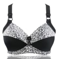 Miniatyrbillede 2 af 5: Dame Plus Size BH Leopard Print Trådløse BH'er Justerbar BH Tynd Kop Undertøj Red 40D