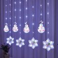 Miniatyrbillede 1 af 8: Julemåne Dekorativ Lys Gummiledning Gardin Lys Farvet Lys Butik Julestemning Layout Vandtæt Lyskæde White Light Star Moon