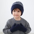 Miniatyrbilde 4 av 11: Hatt og hanskesett for gutter og jenter, stripet ullue, varmt hanskesett, todelt sett M size blue and white stripes
