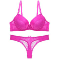 Miniatyrbilde 2 av 4: B C Cup Dame BH Sett Undertøy Blonde Stringtruser Sett Solid Sexy BH og Trusesett Blue 85C