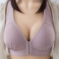 Miniatyrbillede 3 af 5: BH med frontlukning, ensfarvet, plus size, sexet push up-bh, trådløs, sømløs, usynlig bh uden bøjler til kvinder, tube top Beige 80C