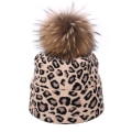 Miniatyrbild 1 av 11: Vinter dam pompon mössa halsduk set Leopard Sexig utomhus varm 2-delars päls pom pom mössa halsduk hedging mössor för kvinnliga tjejer K