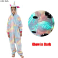 Pikkukuva 5 / 6: Teinityttöjen yksisarvispyjamat 4 6 8 10 12 -vuotiaille lapsille, Kigurumi-pyjamat, pimeässä hohtava yksisarvis Onesie Kigurumi -lastenpyjamat LA73 8T Height 115-124cm