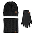 Miniatyrbild 5 av 9: Handskar Mössa Halsduk Tredelat Set Pekskärm plus Sammet Varm Yllemössa Tredelat Set Khaki three-piece set