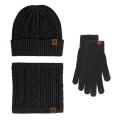 Miniatyrbilde 4 av 9: Hansker Lue Skjerf Tredelt Sett Berøringsskjerm pluss Fløyel Varm Ullue Tredelt Sett Navy blue three-piece set