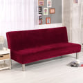 Miniatyrbillede 1 af 11: Plys stof Foldbar Armløs Sovesofa Betræk Foldbart sædebetræk Tykkere betræk Bænk Sofabeskyttelse Elastisk Futon Betræk vinter Wine S Size
