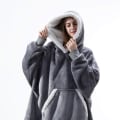 Miniatyrbilde 7 av 11: Vinter Oversized Hettegenser Teppe Med Ermer Fleece Genser Rutete Hette Dame Lomme Hettegenser Oversize Mykt Teppe Leopard One Size