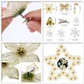 Miniatyrbilde 3 av 5: 120 stk. Juleblomstsett Juletrepynt Anheng Plastblomster Kunstige Blomster Silver set