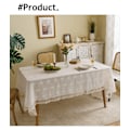 Miniatyrbillede 8 af 9: Amerikansk dug Ins Style hul tredimensionel broderet rektangulær dug kunstnerisk sofabordsdug dækkeserviet White 140 * 240cm