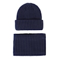 Miniatyrbilde 1 av 9: Strikket Lue Barnes 2023 Høst og Vinter Nytt Lueskjerfsett Stripet Strikket Ullue Navy blue S code