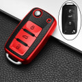 Miniatyrbild 6 av 8: Läder TPU Bil Fjärrkontroll Nyckel Fodral Fob För Bora Polo Tiguan Jetta Passat B5 B6 B7 Golf Beetle För Skoda Octavia Green