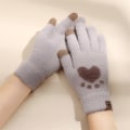 Miniatyrbillede 4 af 11: Kattepote Print Handsker Mobiltelefon Touchscreen Strikkede Handsker Vinter Tykke &amp; Varme Voksen Bløde Fluffy Handsker Herre Dame Pink2 One Size