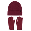 Miniatyrbillede 1 af 9: Varm Strikket Hue Handsker To-Delt Fleeceforet Touch Screen Uld Hue To-Delt Sæt Wine red two-piece set