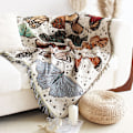 Miniatyrbild 5 av 11: Boho Sofffilt Stickad Bomull Sofföverdrag Demon Öga Viktad Tapet Bohemisk Tofs Boho Väggdekor Picknickfilt Filtar R 130x160cm