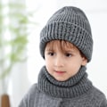 Miniatyrbilde 3 av 9: Strikket Lue Barnes 2023 Høst og Vinter Nytt Lueskjerfsett Stripet Strikket Ullue Navy blue M code