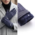 Miniatyrbild 1 av 11: Herr Höst Vinter Mocka Plus Sammet Håll Värmen Pekskärm Utomhus Sport Handskar Mode Solid Elasticitet Kör Cykling 316-navy blue One Size