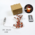 Miniatyrbillede 4 af 5: 3M 30LED Julemand Snemand LED Lyskæde USB Fe Lys Juletræsdekoration Ornamenter Nytår 2023 Gaver Default Title