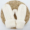 Miniatyrbilde 4 av 11: Dame Strikket Tvist Blomster Votter Vinter Kvinnelig Ull Pluss Kasjmir Fløyel Fortykning Varme Hel Finger Hansker N507-Khaki One Size