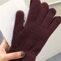 Miniatyrbilde 4 av 11: Vinter Dame Kasjmir Strikkede Hansker Høst Håndvarmer Tykk Fôring Hel Finger Votter Ski Korte Håndledd Hansker Wine Red One Size