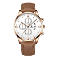 Miniatyrbillede 5 af 11: Herreur Fake Three-Eye Mode Kalender Bælte Quartz Ur Herre Brown  silver