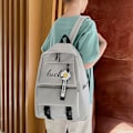 Miniatyrbillede 7 af 11: Canvas Piger Mode Skoletaske Stor Kapacitet Studerende Koreansk Rygsæk All-match Multifunktionelt 4-delt Sæt Bolsa Sac A Dos 1 piece black2