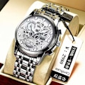 Miniatyrbillede 7 af 8: Herreur Shopee Hollow Fuldautomatisk Vandtæt Ur Lysende Quartz Ur One Piece Gold shell
