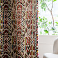 Miniatyrbild 4 av 8: Boho Geometrisk Bohemisk Gardin För Sovrum Vardagsrum Bomull Linne Tryckta Dekorativa Gardiner med Tofs Heminredning E0014 W150XH260