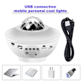 Miniatyrbillede 4 af 7: LED Projektor Ocean Wave Natlampe Rumindretning Roterende Stjernehimmel Projektorer Dekoration Soveværelseslampe White